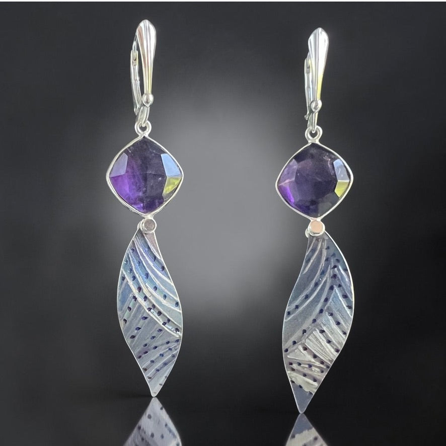 Violet Breeze – Titanium & Amethyst Earrings