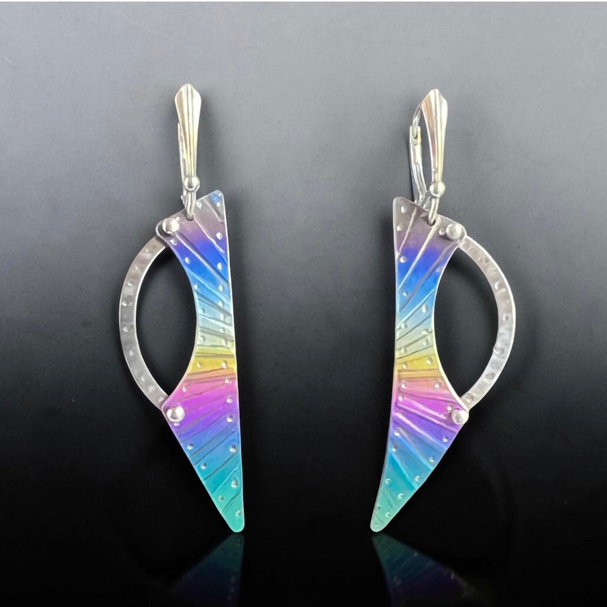 Spectrum Arc – Titanium & Stainless Steel Earrings