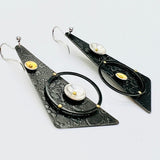 "Elliptical Orbits"....contemporary steel, 24K gold and sterling dangles