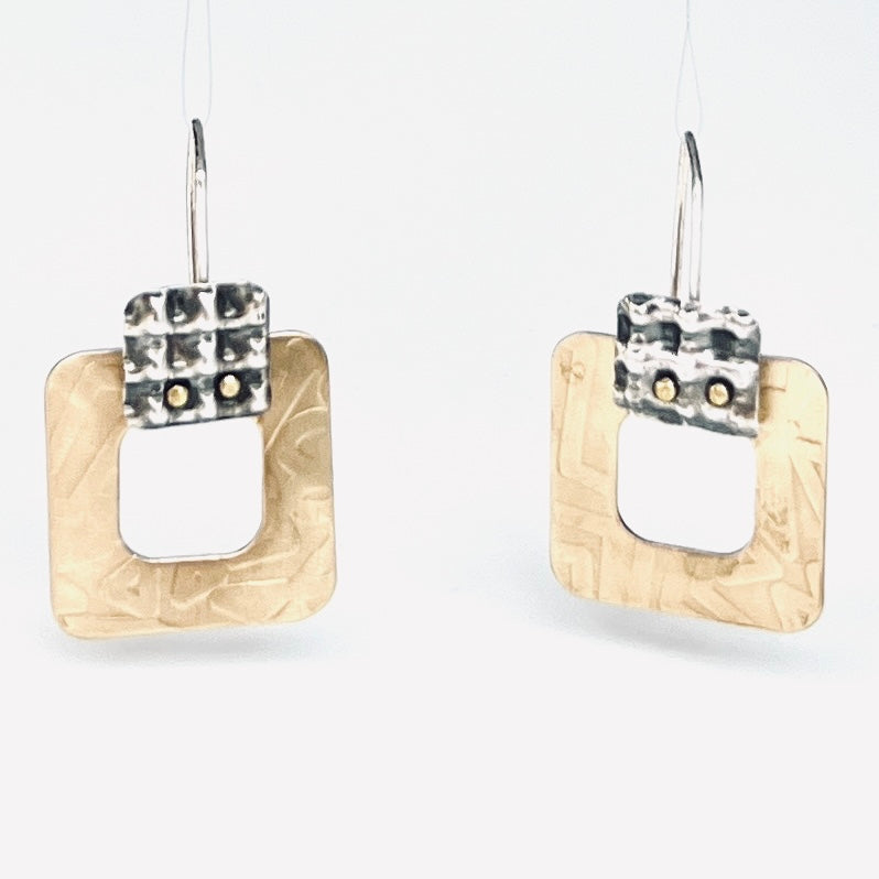 Contemporary brass and sterling silver earrings