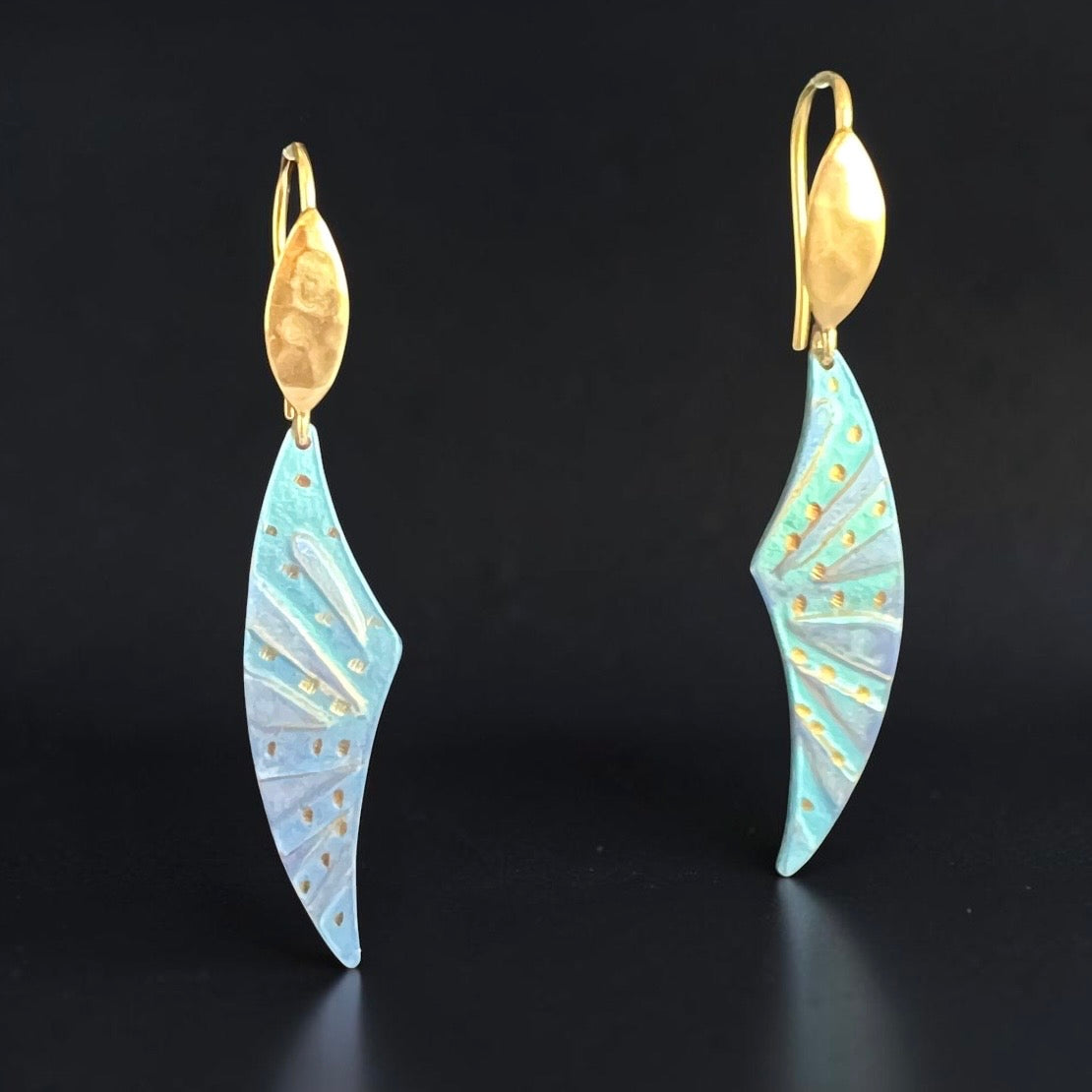 Golden Breeze – Minimalist Titanium with 24K Dangle Earrings