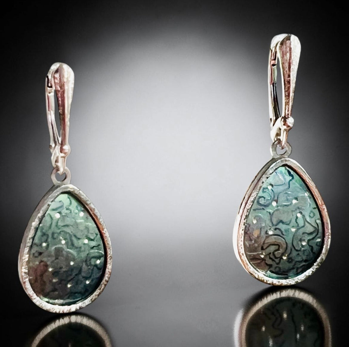 Pear-Shaped Titanium Dangle Earrings
