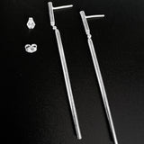 Minimalist, long and elegant sterling silver tube post dangles