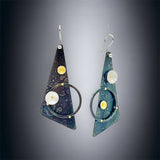 "Elliptical Orbits"....contemporary steel, 24K gold and sterling dangles