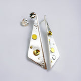 Sterling Silver and 24K Gold Long Triangular Post Earrings #1