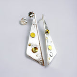 Sterling Silver and 24K Gold Long Triangular Post Earrings