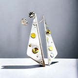 Sterling Silver and 24K Gold Long Triangular Post Earrings