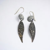 Starry night leaf shape contemporary steel textured dangles