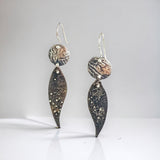 Starry night leaf shape contemporary steel textured dangles