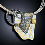 Celestial Geometry...sterling, steel and 24K gold necklace