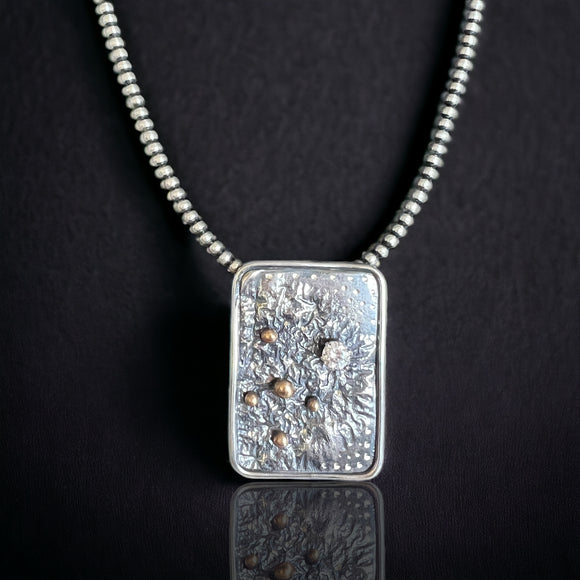 One-of-a-kind reticulated sterling silver celestial necklace