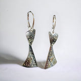 Art deco 2 tier triangular dangles etched sterling silver