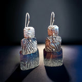 3 part geometric dangles gorgeous textured sterling silver