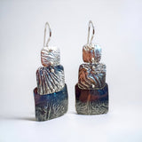 3 part geometric dangles gorgeous textured sterling silver