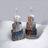 3 part geometric dangles gorgeous textured sterling silver