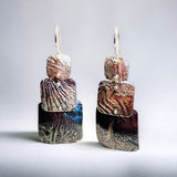 3 part geometric dangles gorgeous textured sterling silver