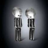 3 part round/square/rectangle stripe post dangles sterling