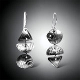 Small 3 part sterling dangles triangle, 1/2 moon, circles
