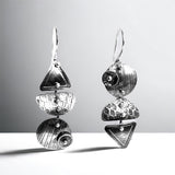 Small 3 part sterling dangles triangle, 1/2 moon, circles