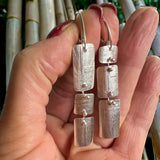 Bamboo column long and slender shiny sterling silver dangles