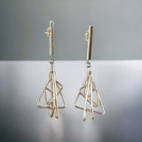 "Blast Off"....contemporary sterling silver wire post back dangles