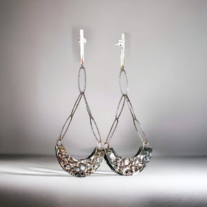 "Hammered and Happy 2"...Sterling Silver Dangle Earrings