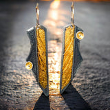 "Parallel Universe"....contemporary steel and 24K gold dangle earrings