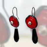 Art deco flair Swarovski crystal dangles in black, red