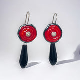 Art deco flair Swarovski crystal dangles in black, red