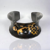"Bold in Black and Gold"...Steel Cuff with 24K Gold