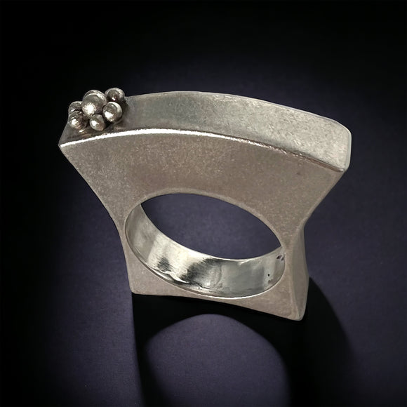 Sculptural Art jewelry statement ring in sterling silver 7 1/2