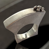 Sculptural Art jewelry statement ring in sterling silver 7 1/2