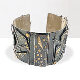 Bold and Riveting Statement Sterling silver and 24K Cuff