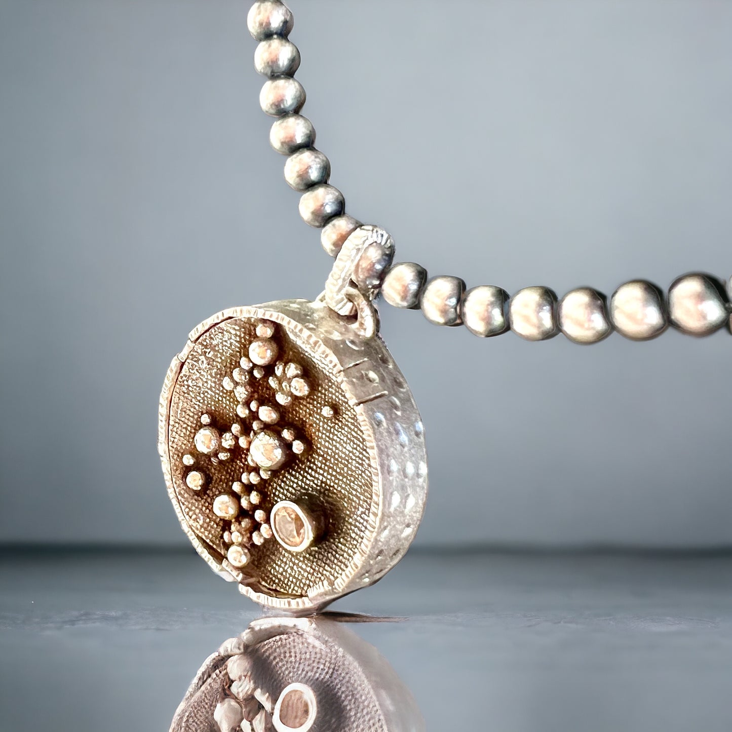 Sculptural Sterling Silver “Cosmic” Necklace with White Sapphire OOAK