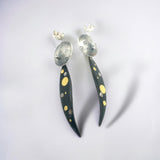 Leaf shape sterling /24K gold/enamel earrings