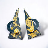 "Golden Sunset"....contemporary steel and 24K gold dangle earrings