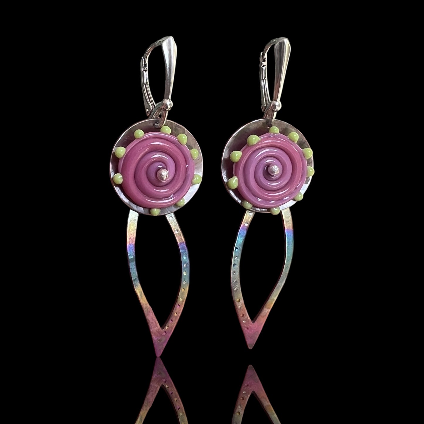 Art to Wear Flower Shape Earrings Sterling, Titanium, Stainless Steel