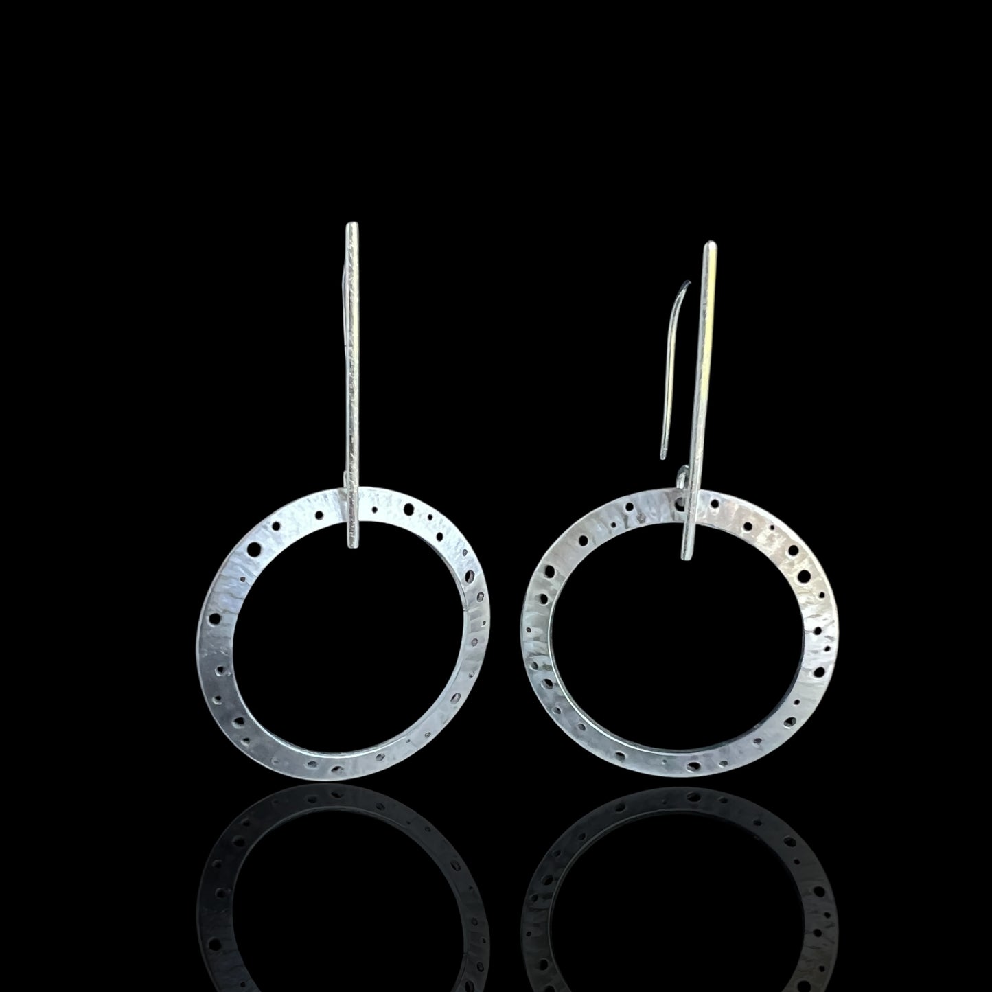 Modern Sculptural Hoop Earrings in Stainless Steel and Sterling Silver