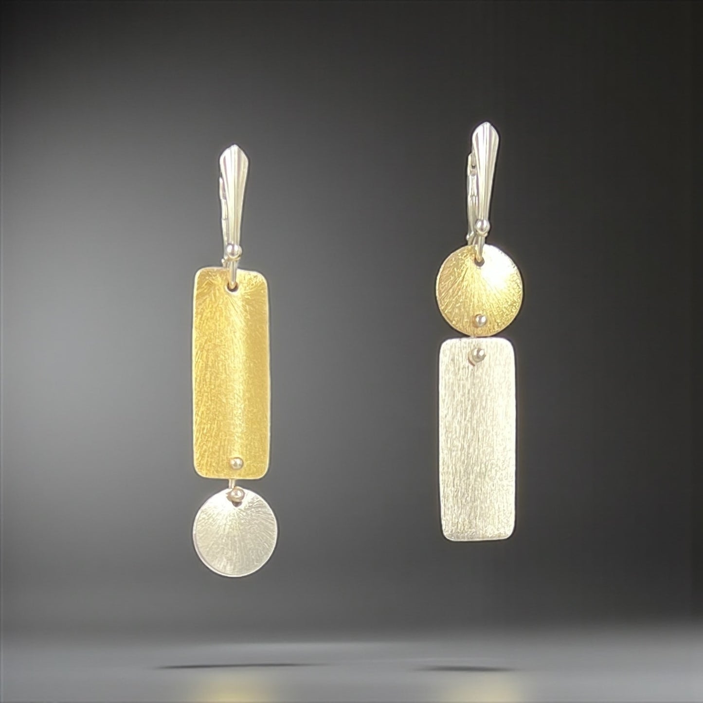 Asymmetrical Gold Silver Dangle Earrings