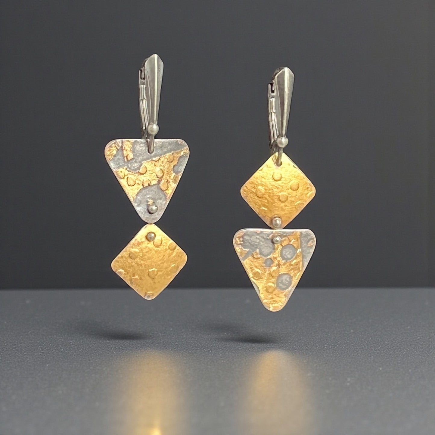Modern Geo Dangles — Fine Silver, 24K Gold