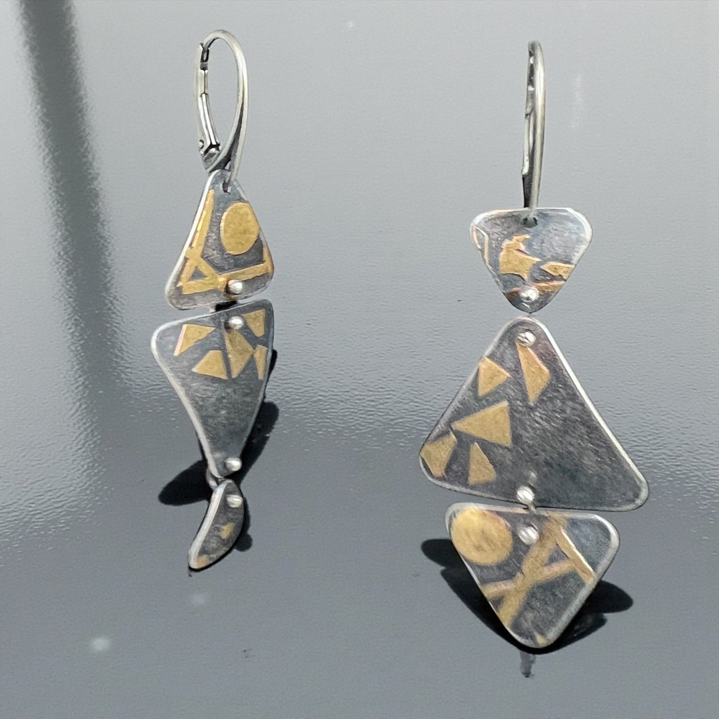Abstract Geo Dangles — Fine Silver with 24K Gold Accents