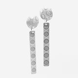 Polka dot long dangle post earrings.