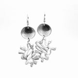 Modern flower earrings. Contemporary and lightweight statement earrings in silver.  Unique and fun to wear!