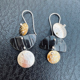 "Asymmetrical Mini"....steel, 24K gold, sterling silver dangles