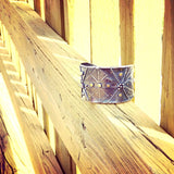 Bold statement cuff bracelet with an Art Deco Vibe!   24K gold accents on deeply textured cuff bracelet commands attention!