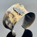 "Gold and Textured"...Steel Cuff with Fused Gold