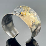 "Gold and Textured"...Steel Cuff with Fused Gold