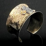 "Gold and Textured"...Steel Cuff with Fused Gold