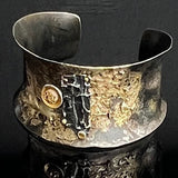 "Gold and Textured"...Steel Cuff with Fused Gold