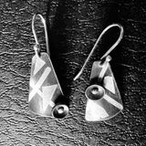 "Black Triangle Mini"....contemporary steel, fine silver dangles